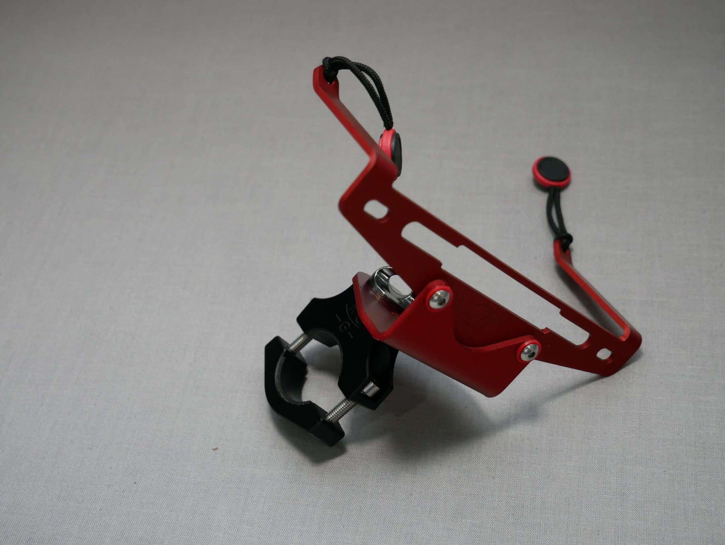 Lenkradhalter montiert an Stativhalter & Halter für den Halsgurt